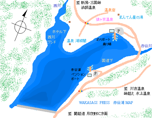赤谷湖わかさぎ釣りマップ