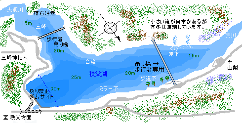 秩父湖 二瀬ダムのワカサギ釣りmap