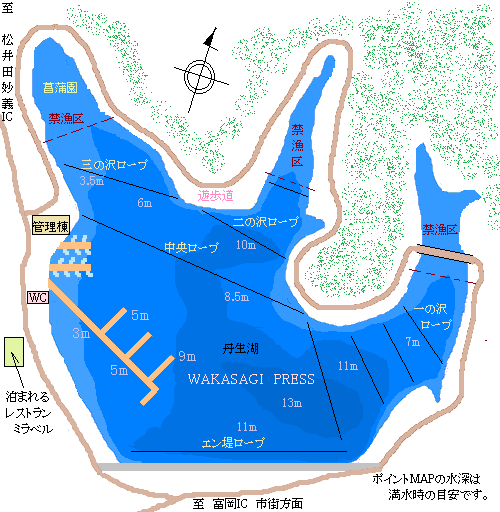 丹生湖ワカサギ釣りMAP